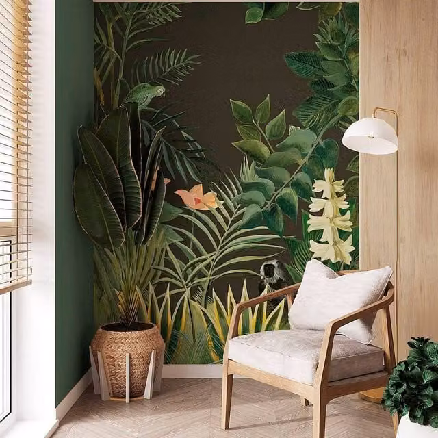 Superfresco Easy Jungle Green Floral Wall Mural, W: 300 cm, H: 280 cm – 1