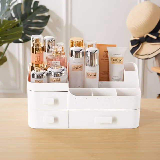 Livingandhome Large Desktop Makeup Organiser, White