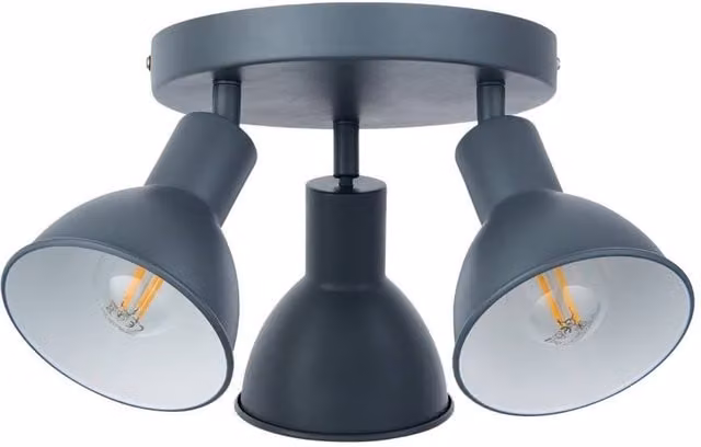 First Choice Lighting Hawkins Round Ceiling Spotlight in Grey, Adjustable and Dimmable – 1