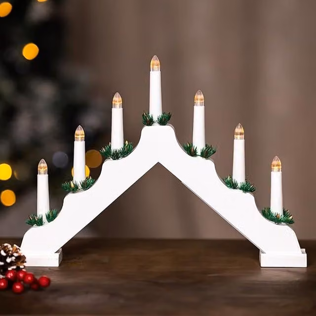 Marco Paul Traditional White LED Flameless Taper Candle Bridge for Christmas Tabletop Decor – 1