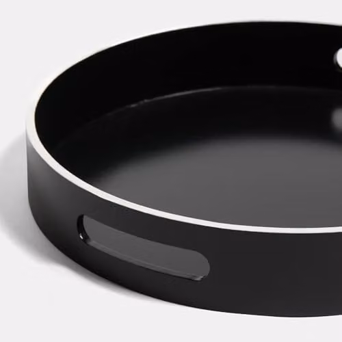 OHS Round Monochrome Plastic Serving Tray with Handles, Diameter: 30 cm – 5