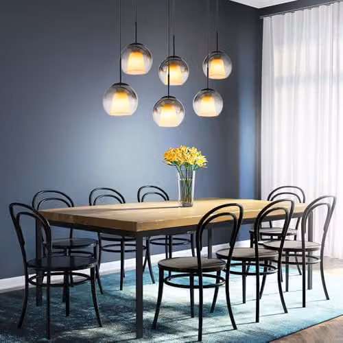Globo Lighting Modern Suspended Pendant Light with Smoke Black Crystal Glass Spheres and Metal Accents, E27, W/D/H: 120 x 90 x 180 cm – 3