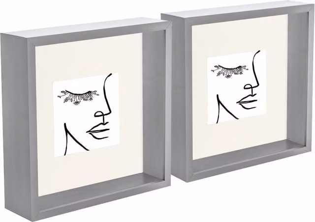 Nicola Spring Pack of 5 Grey and Ivory 3D Deep Box Square Photo Frames with 4 x 4 inch Mounts, W/H: 20.32 x 20.32 cm