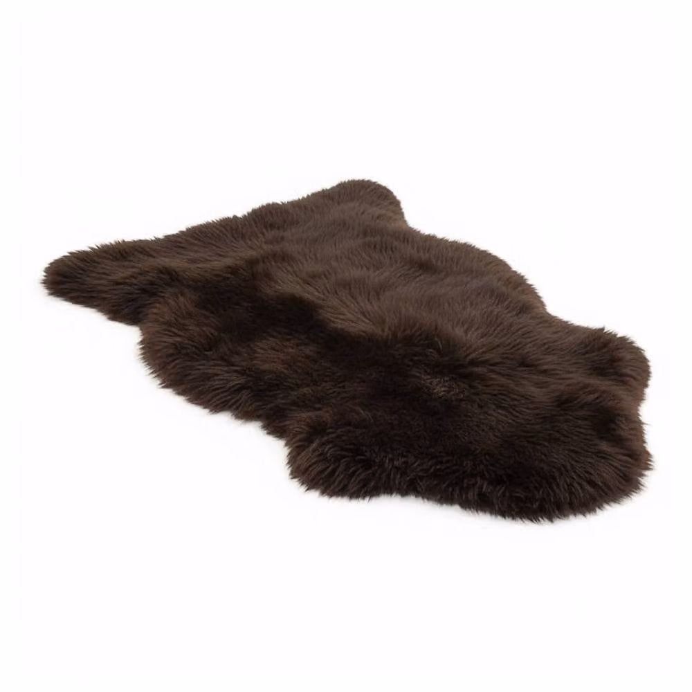 Infinity Leather Brown Natural Sheepskin Wool Single Rug, W: 90 cm, D: 60 cm – 2