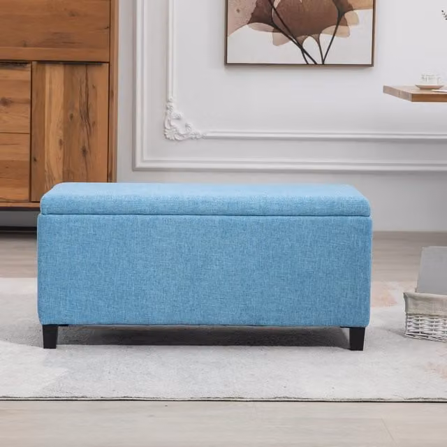 Artemis Home Henbury Blue Fabric Storage Ottoman