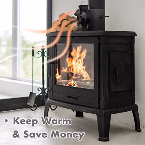 Prem-i-air Whisper Quiet Heat Powered Log and Wood Burner Stove Fan with 3 Blades, Black, W/D/H: 22.5 x 15.0 x 9.5 cm – 6