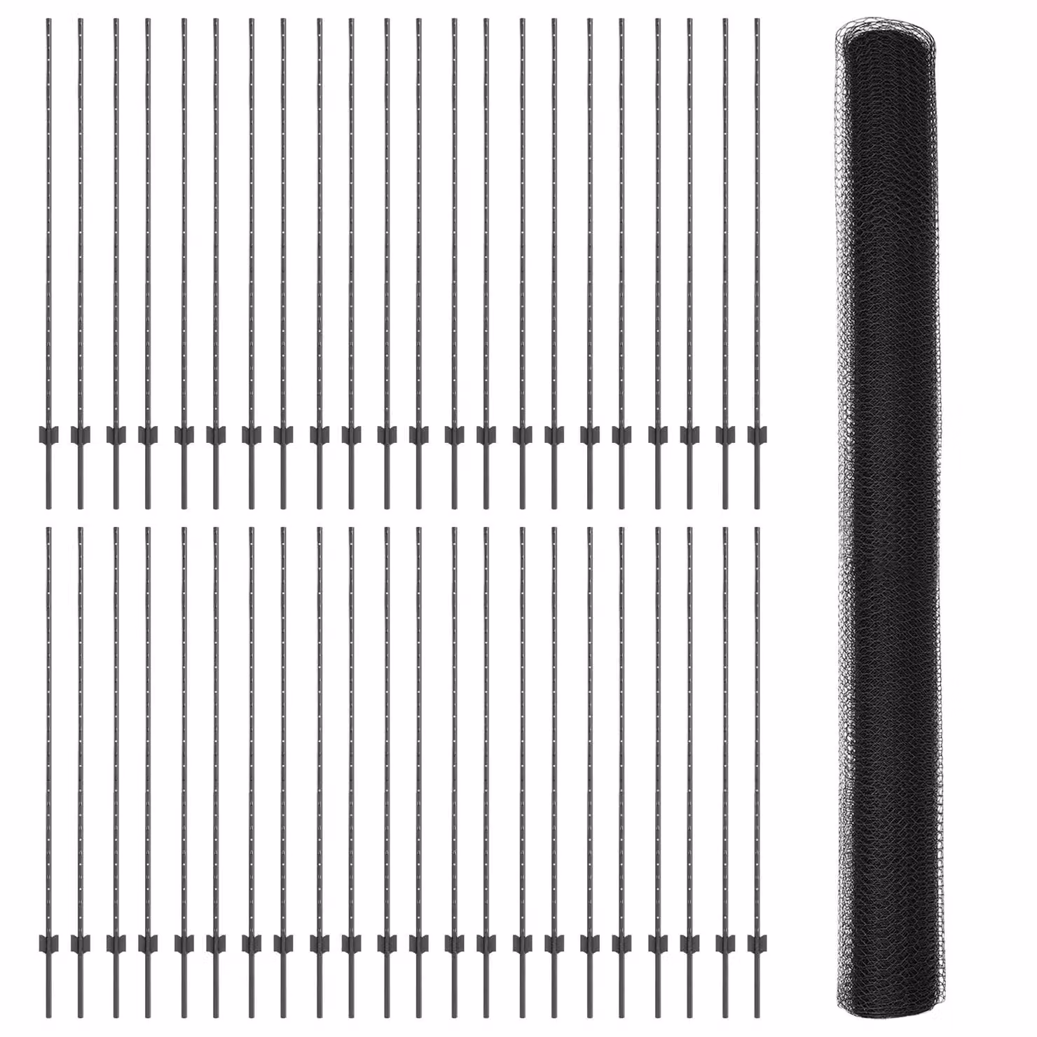 Berkfield Home Grey Steel U-Channel Fence Post Set (22 pcs), Height: 160 cm – 2