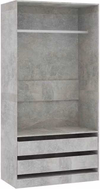 Berkfield Home Modern Grey Wardrobe with Integrated Drawers and Hanging Rod, W/D/H: 100 x 50 x 200 cm