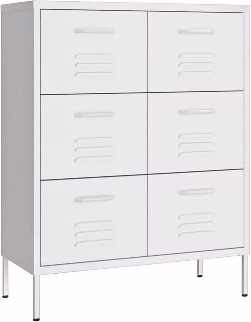 Berkfield Home White Steel Drawer Cabinet W: 80 cm, D: 35 cm, H: 101.5 cm