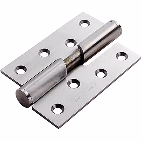 Loops Pair of Left Handed Rising Butt Hinges in Satin Stainless Steel, H 102 mm x W 76 mm x D 3 mm
