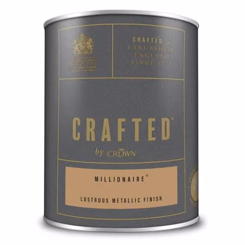 Crown Crafted Millionaire Metallic Emulsion Paint for Walls and Wood, Gold, 1.25 l – 5