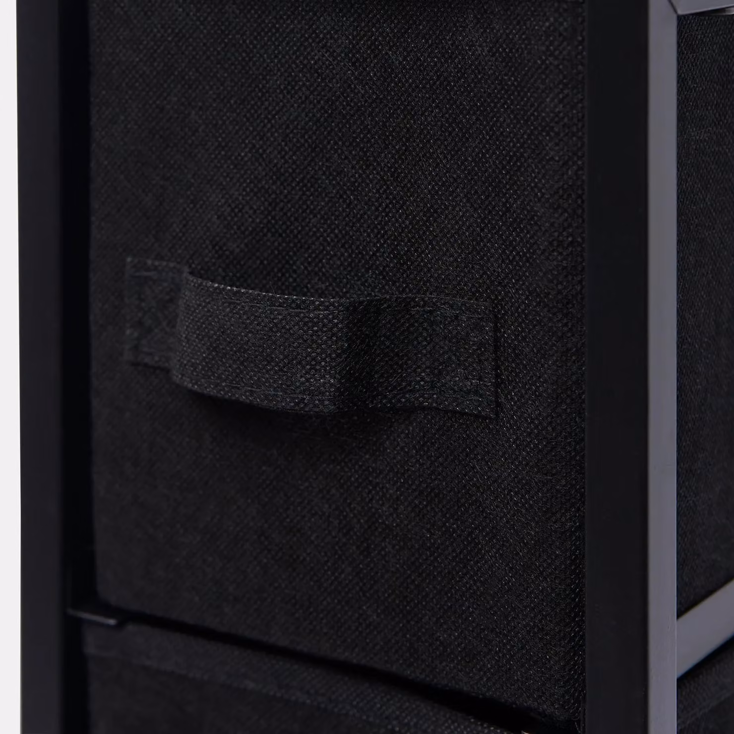 OHS Narrow 4 Drawer Fabric and Metal Storage Cabinet Bedside Table in Black – 5