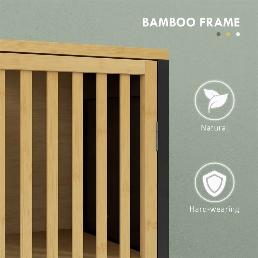 SPETLEK Bamboo Under Sink Bathroom Cabinet with Hinged Slat Doors in Brown – 3