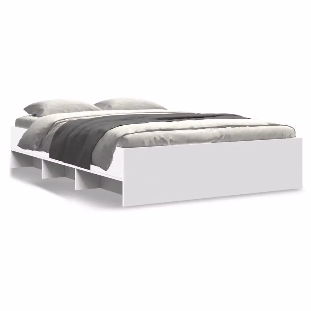 Berkfield Home Double Bed Frame in White, Engineered Wood, W/D/H: 135 x 190 cm – 2