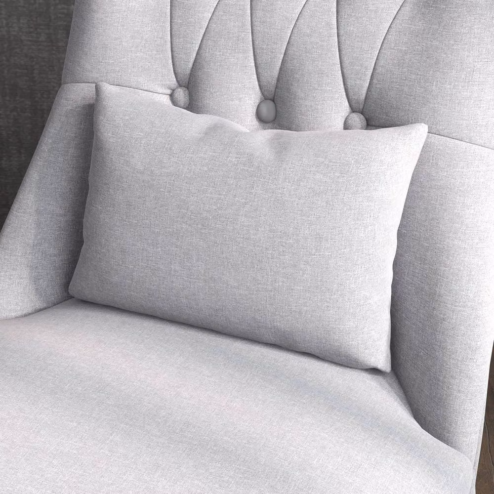 Wyld Haus Sava Grey Set of 2 Armless Button Tufted Tub Chairs with Linen Look Finish – 5