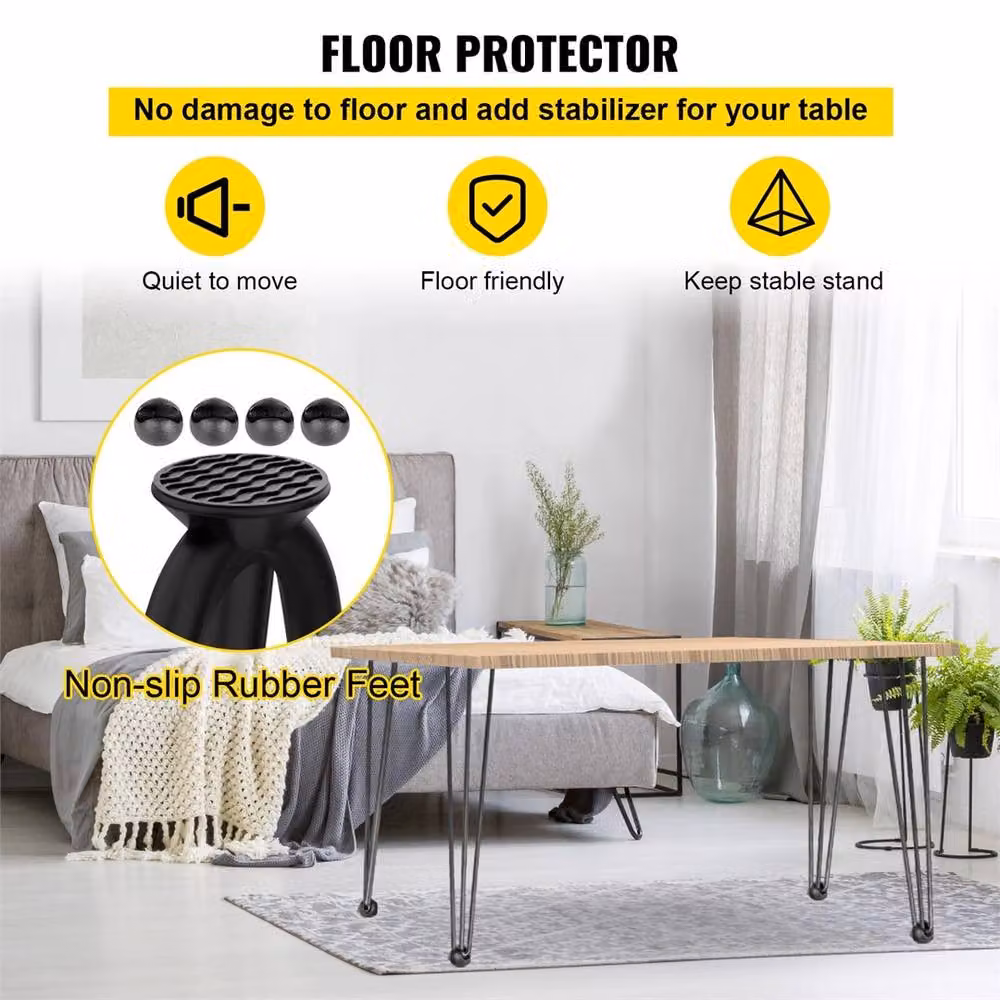 Kelvenix 4-Piece Heavy Duty Steel Hairpin Table Legs in Matt Black, Height: 50.8 cm – 2