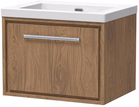 Balterley Longnor 1 Drawer Unit with 1TH Fireclay Basin in Antique Oak Brown, W: 60 cm