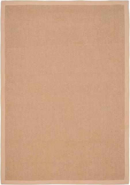 Kukoon Natural Golden Beige Jute and Cotton Herringbone Pattern Area Rug W: 160 cm, D: 230 cm