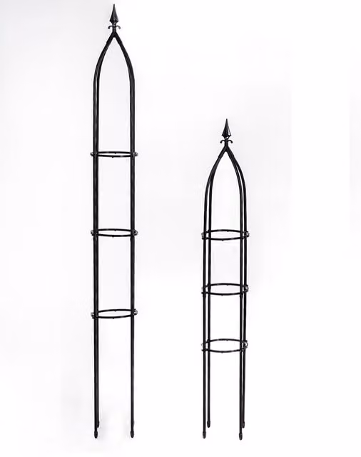 Garden Gear Metal Obelisk Support in Black, Height: 120 cm (Set of 2)