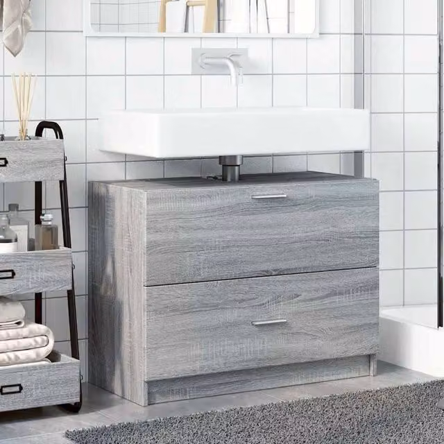 Berkfield Home Grey Sonoma Sink Cabinet, W: 78 cm, D: 37 cm, H: 59 cm – 1