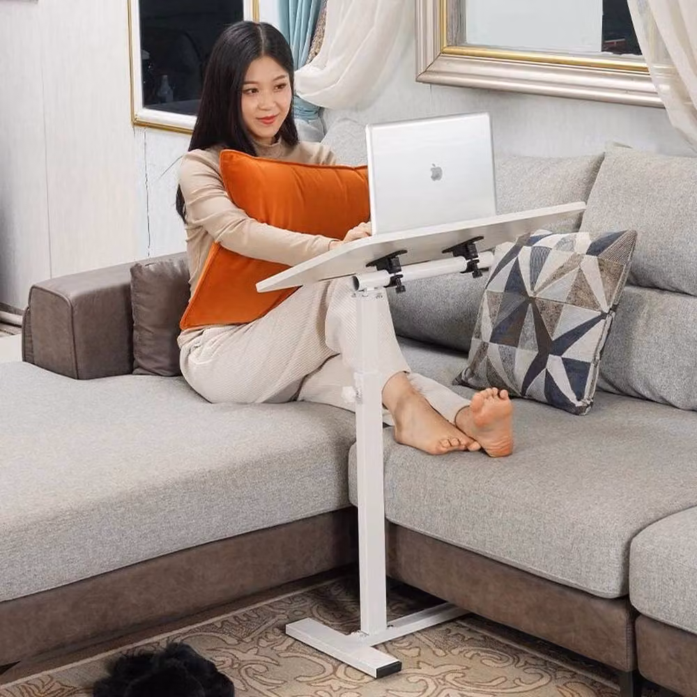 Havendro White Adjustable Height Overbed Dining Tray Table with Castors – 3