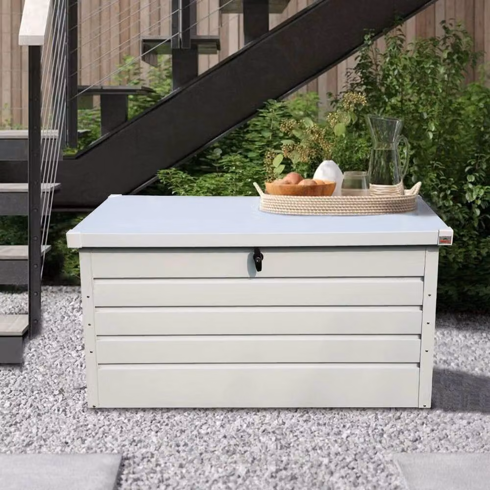 FLAVORA XL 400L Heavy Duty Outdoor Garden Storage Box in White, W: 100 cm, D: 15 cm – 2