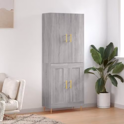 vidaXL Grey Sonoma Highboard in Engineered Wood, W/D/H: 69.5 x 34 x 180 cm – 2