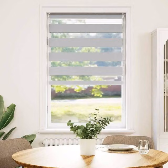 Berkfield Home Zebra Blind in Light Grey, W: 90 cm, H: 100 cm