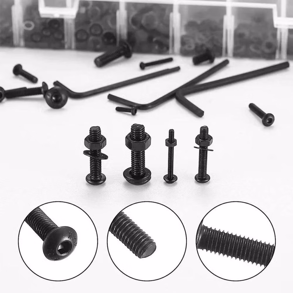 FLAVORA 1225-Piece Stainless Steel Hex Socket Screw, Bolt and Nut Set in Black – 4