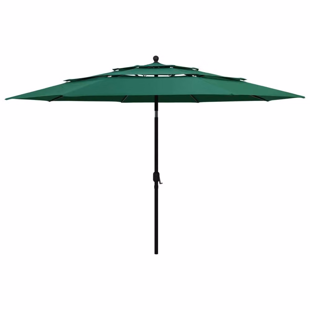 Berkfield Home 3-Tier Green Parasol with Aluminium Pole and Polyester Canopy, Diameter: 350 cm, Height: 260 cm – 2