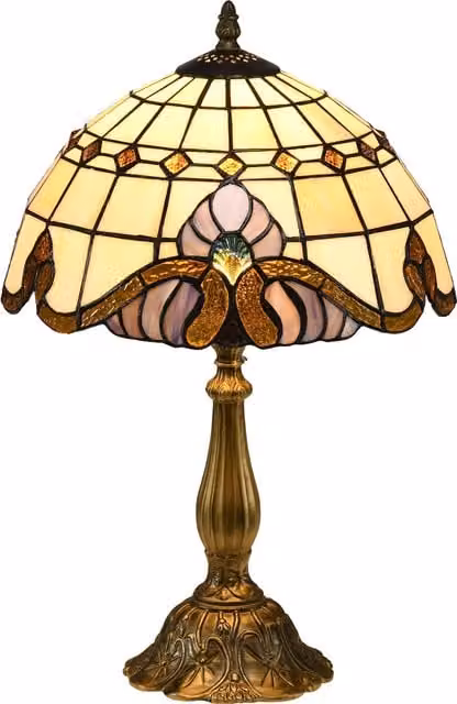 HOMCOM Antique Stained Glass Table Lamp in Multicolour