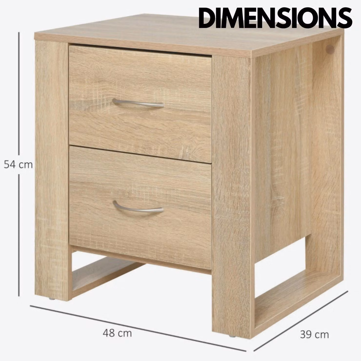 Pirlo Plush Bedside Table with 2 Drawers in Natural Brown – 3