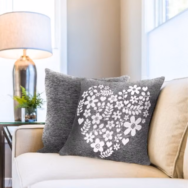 Amor Home Black Chenille Square Cushion Cover