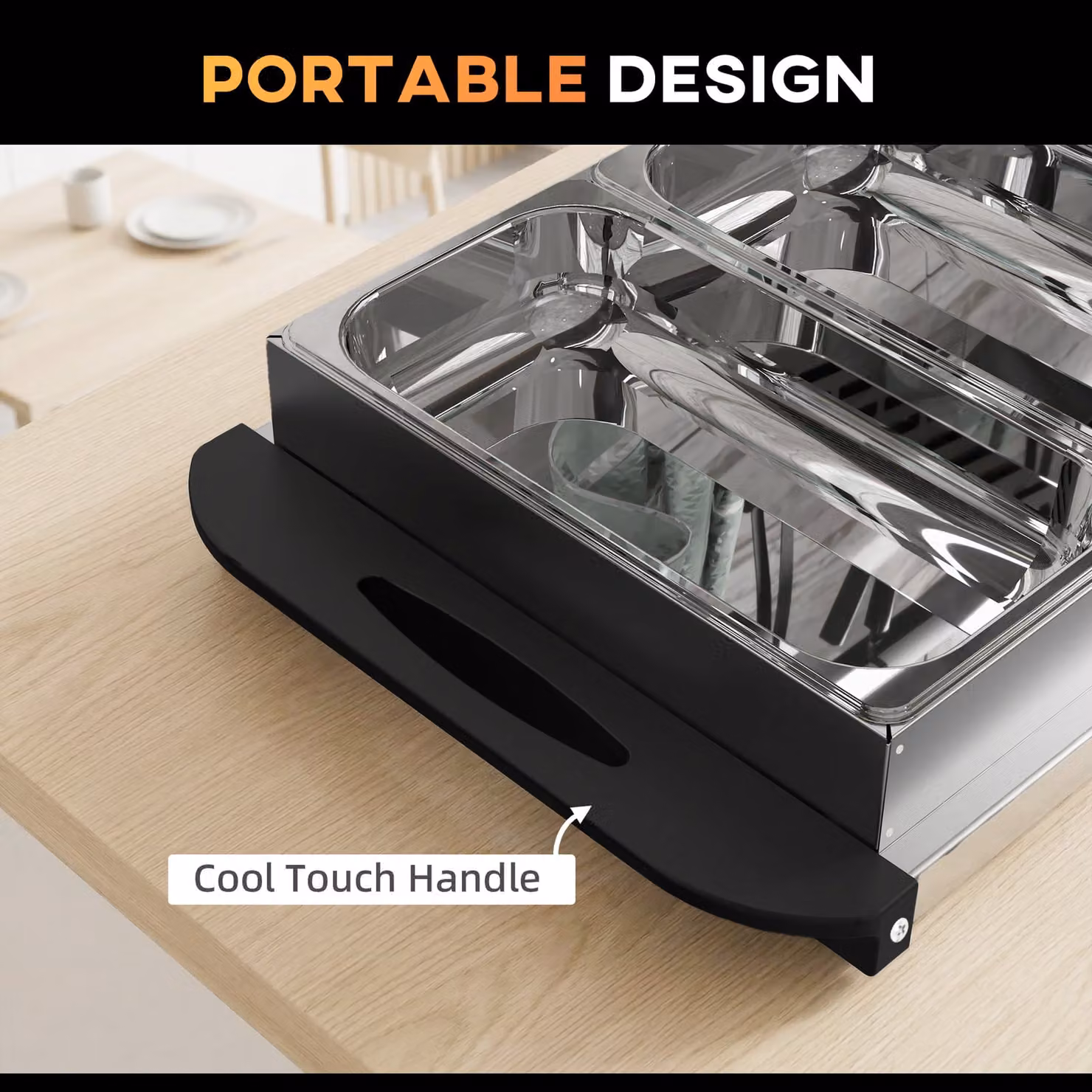 HOMCOM 4 Tray Electric Food Warmer and Buffet Server with Plate Warmer Function, 300W, Silver – 4