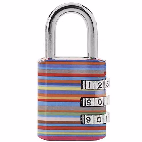 Master Lock Combination Padlock with Printed Design, Multicolour, W: 6.2 cm, D: 3.2 cm, H: 1.4 cm – 1