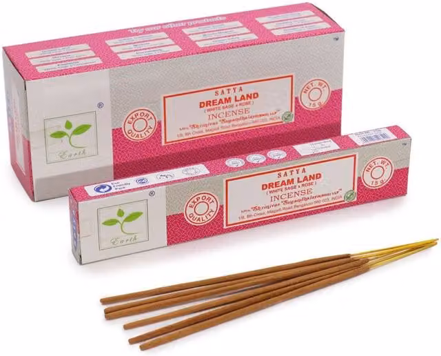 KDMD Satya Dream Land Incense Sticks with White Sage and Rose, 15g, Brown
