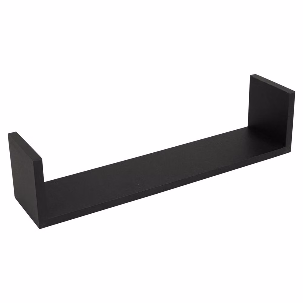 SPETLEK Set of 3 U-Shaped Floating Wooden Wall Shelves in Black – 2