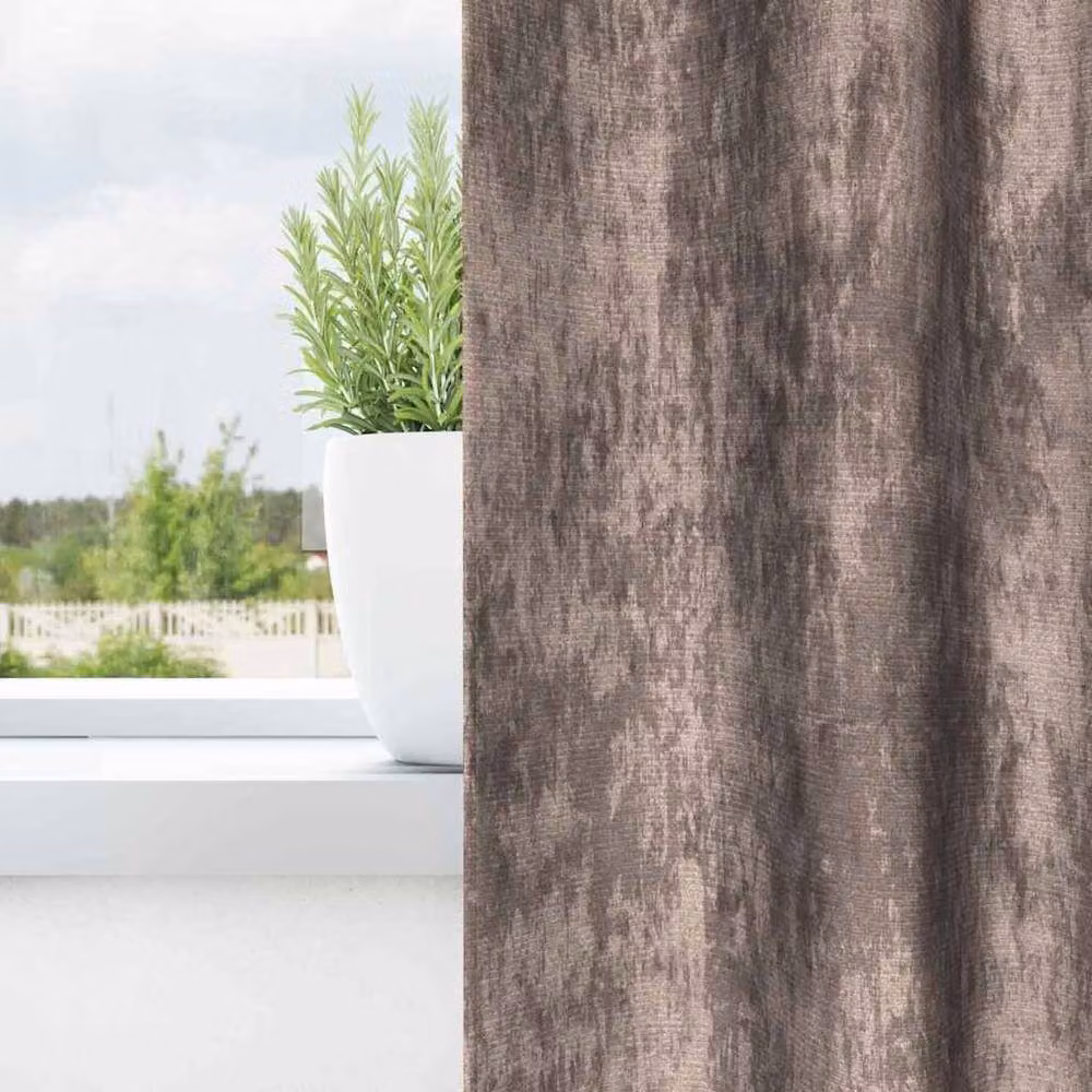 Berkfield Home Cappuccino Brown Semi-Transparent Polyester Eyelet Curtains W: 140 cm, H: 175 cm – 3