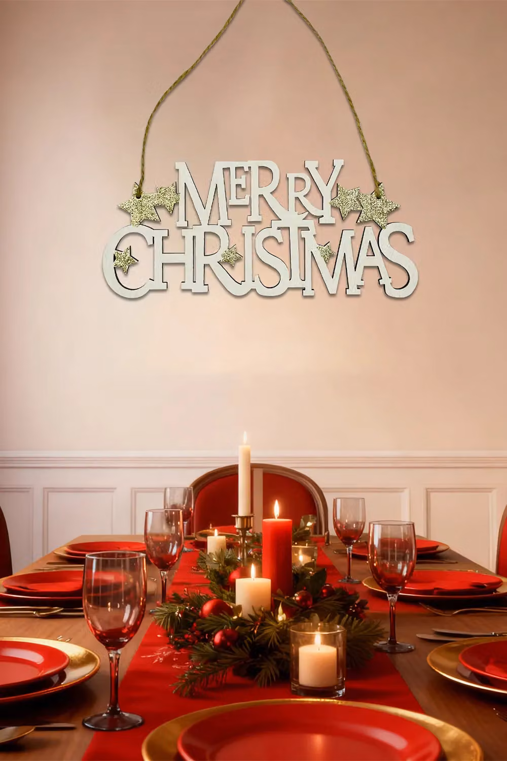 Neel Blue Rustic Wooden Christmas Tabletop Centrepiece in Blue, Gold and White, W/D/H: 20 x 20 x 9 cm – 5