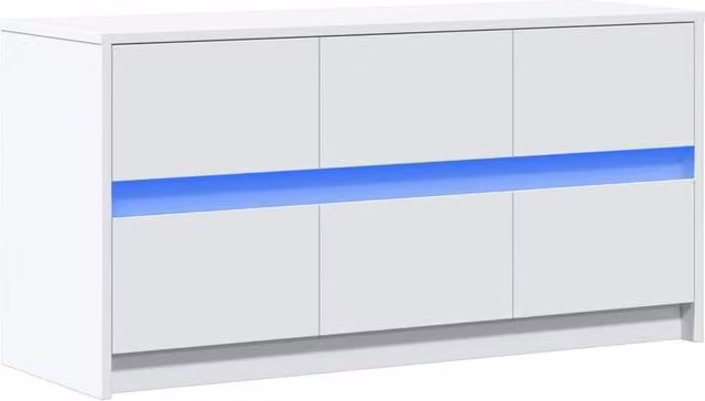 Berkfield Home Modern White Glossy LED TV Cabinet in Engineered Wood, W/D/H: 100 x 34 x 50 cm
