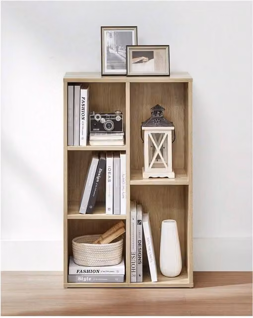 VASAGLE Yellow 5-Compartment Standing Bookshelf and Storage Shelf W/D/H: 80 x 50 x 24 cm