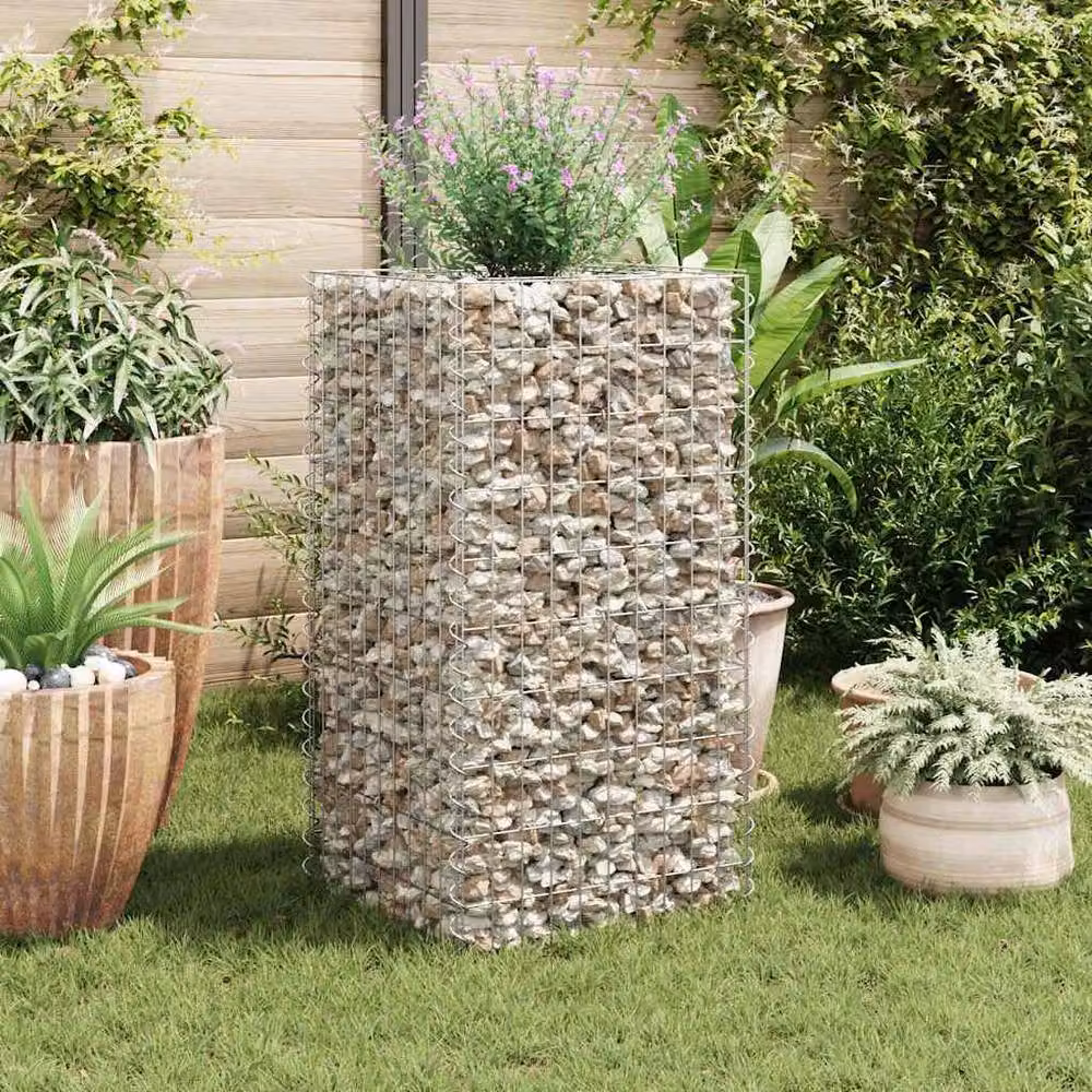 Berkfield Home Durable Galvanised Steel Gabion Raised Bed in Silver, W/D/H: 50 x 50 x 100 cm – 2