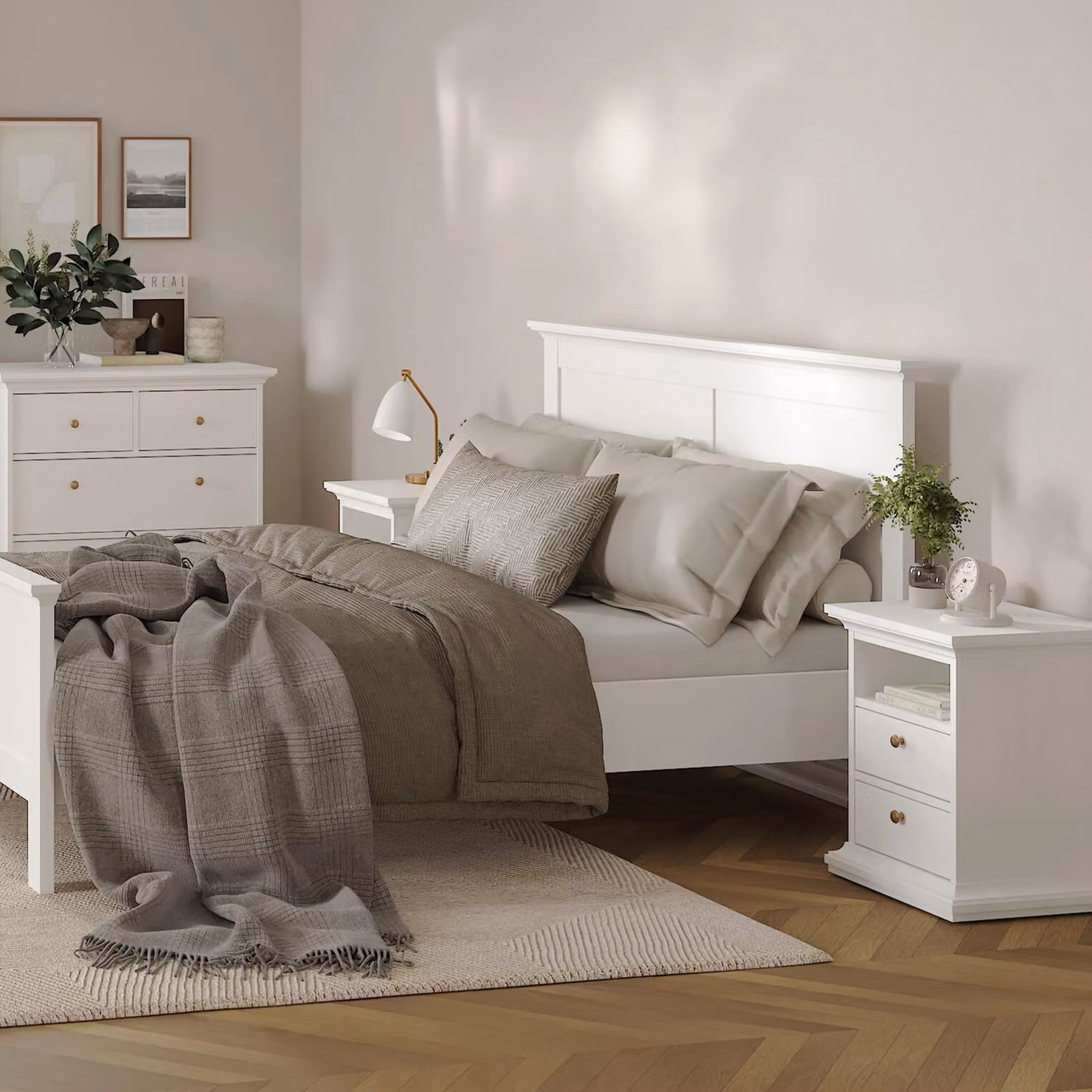 Furniture To Go Paris Bedside Cabinet with 2 Drawers in White – 2