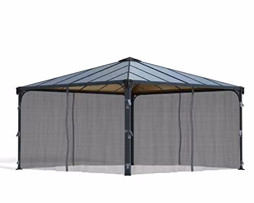 Palram Canopia Grey Net Curtain Set for Square Gazebo