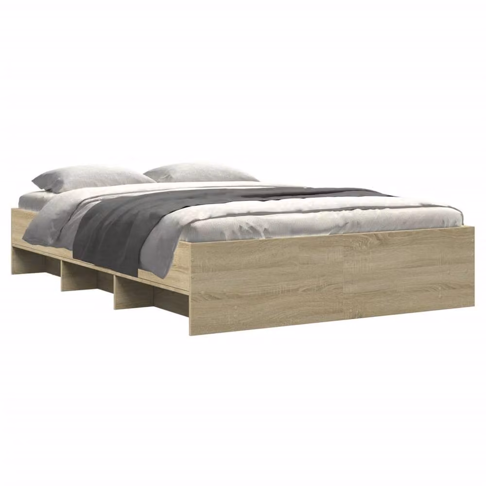 Berkfield Home Sonoma Oak Bed Frame in Light Oak, W/D/H: 140 x 190 x 35 cm – 3