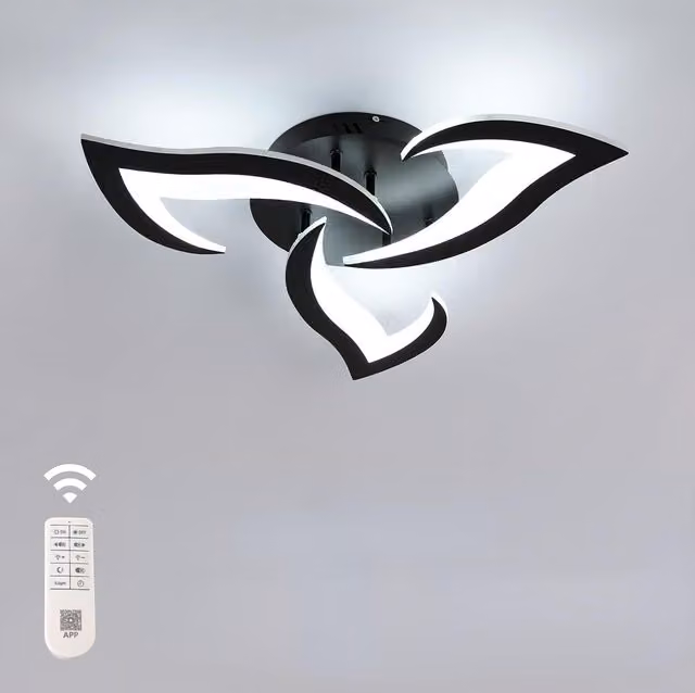 COMELY 35W Modern Dimmable LED Ceiling Lamp with Remote Control, Black, Diameter: 58 cm – 1