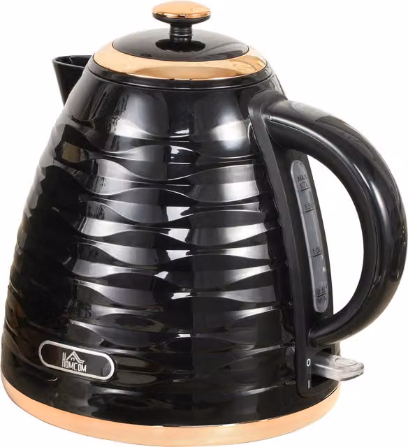 HOMCOM Electric Kettle, 1.7 l, Black with Removable Anti-scale Filter and Auto Shut-off – 1