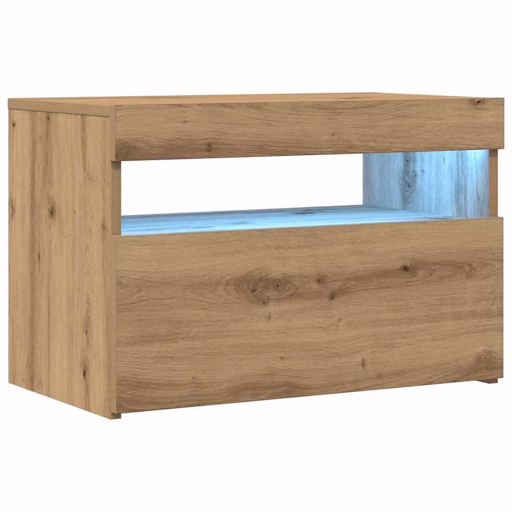 Berkfield Home Artisan Oak TV Cabinet with LED Lights in Brown, W/D/H: 60 x 35 x 40 cm – 3
