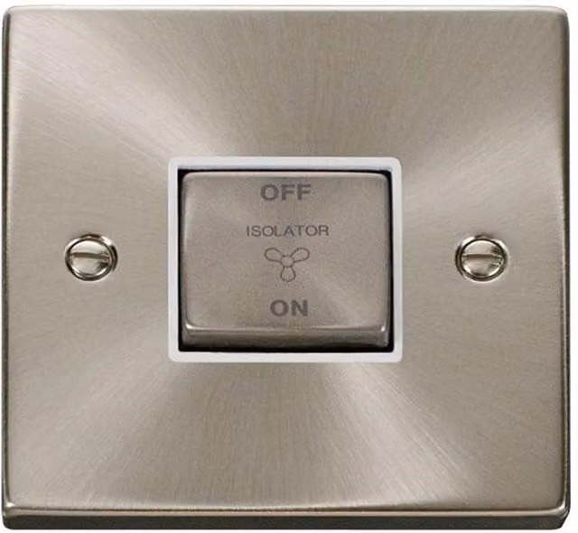 SE Home 10A 1 Gang 3 Pole Fan Isolation Switch in Brushed Chrome and Metallic Silver