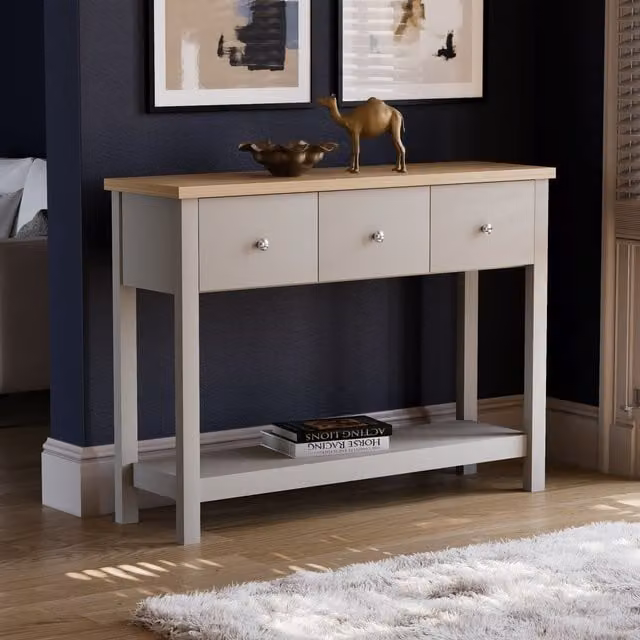 Vida Designs Arlington 3 Drawer Console Table in Grey